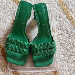 Zara Emerald Braided Sandals for Women